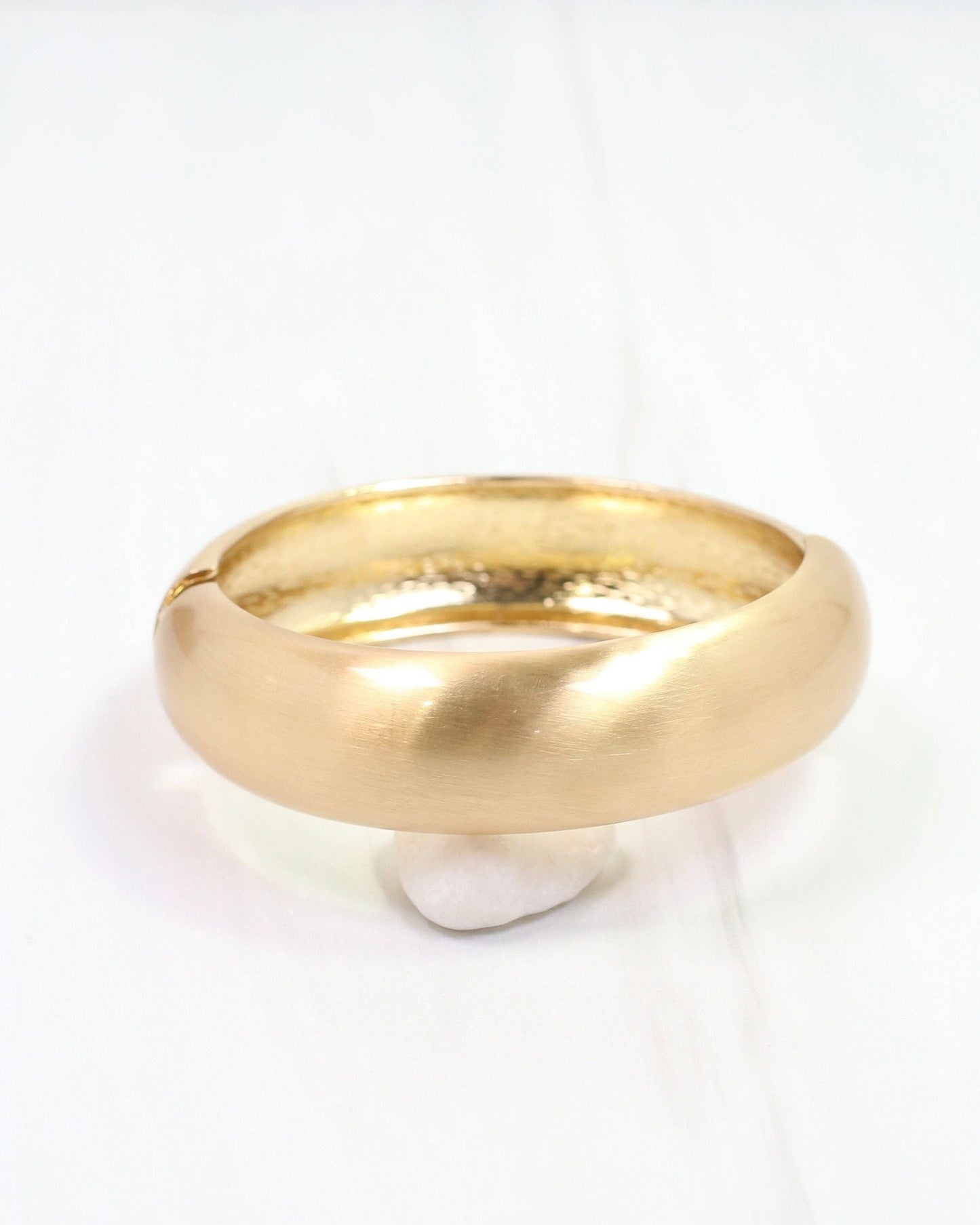 Hattie Hinged Bangle Bracelet Worn Gold