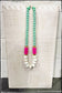 White Ceramic Glass Beads & Pink Coconut Wood Bead Necklace