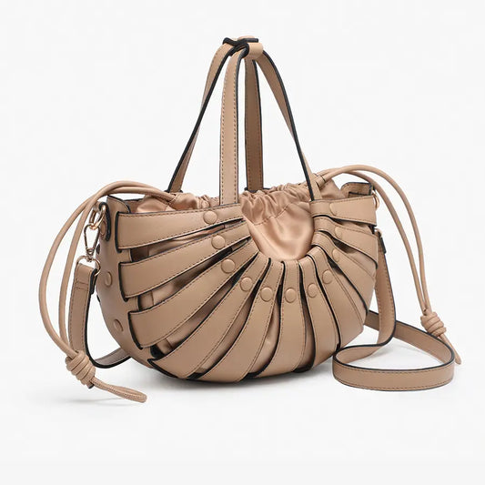Loraine Hollow Cut Bucket Bag in Taupe