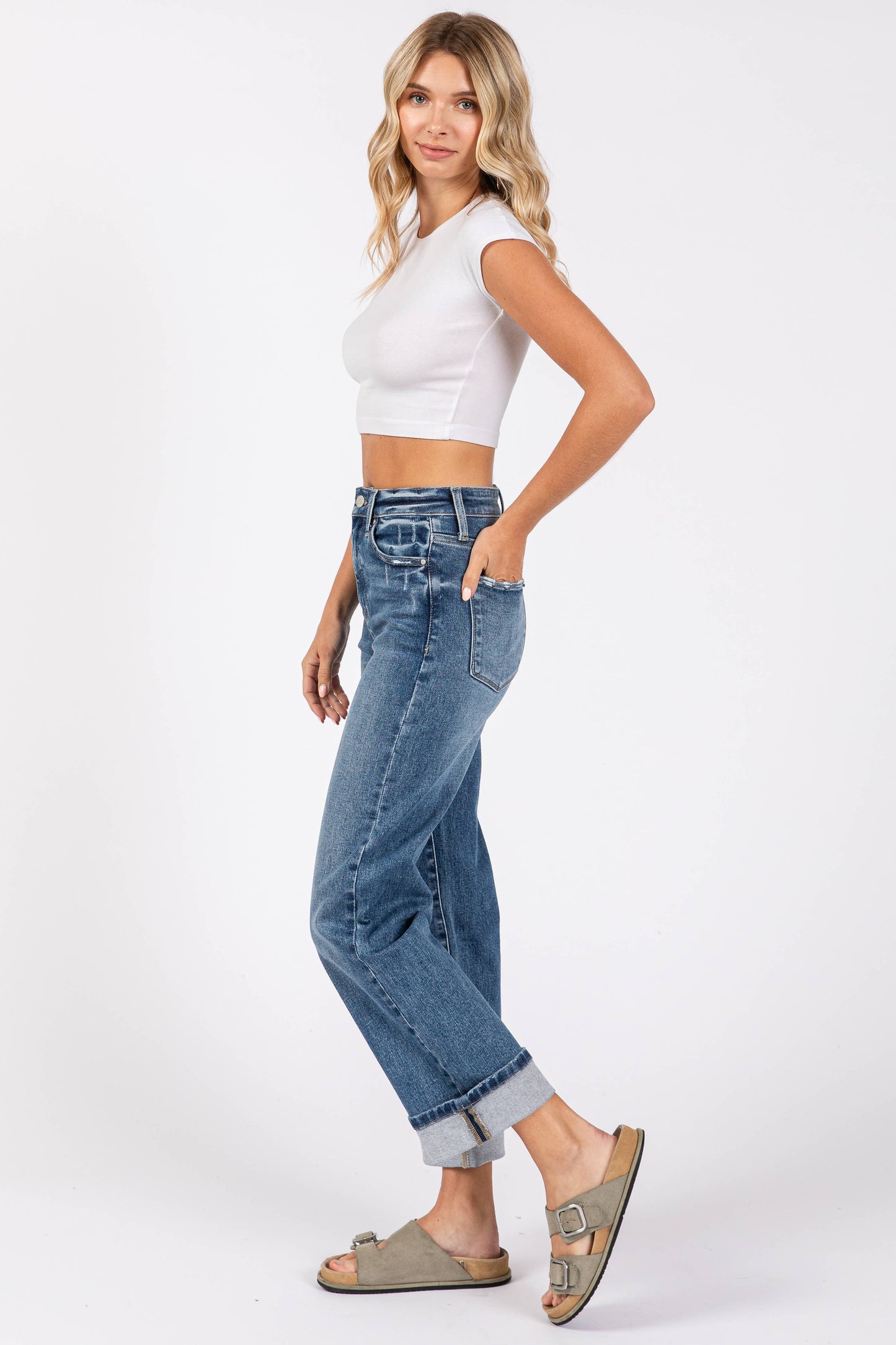 High Rise Stretch Cuffed Jean | Petra 153