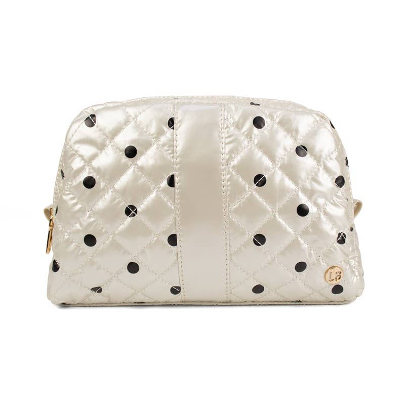 Jennifer Cosmetic Makeup Bag Travel Pouch | Pearl Polkadot