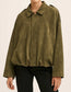Olive Faux Suede Bomber