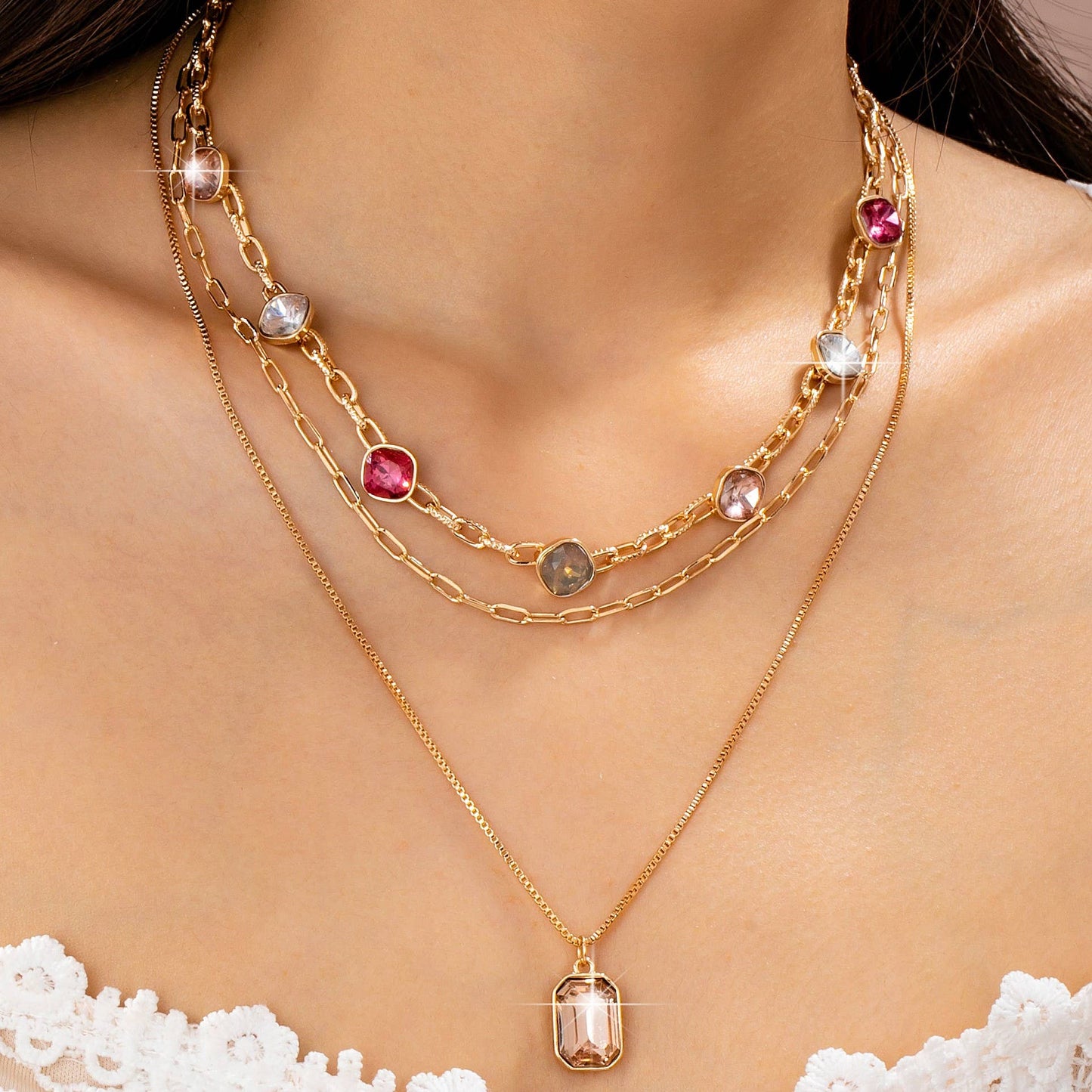 The Crystal Touch Layered Necklace