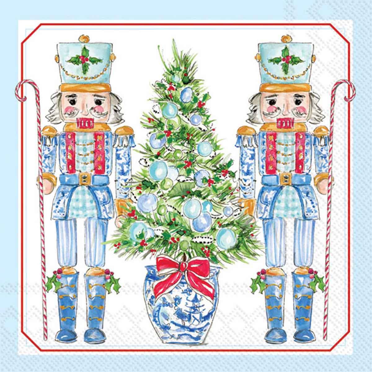Paper Cocktail Napkins: Blue Nutcrackers by Rosanne Beck
