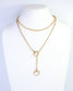 Ellen Horsebit Long Lariat Chain Necklace Gold