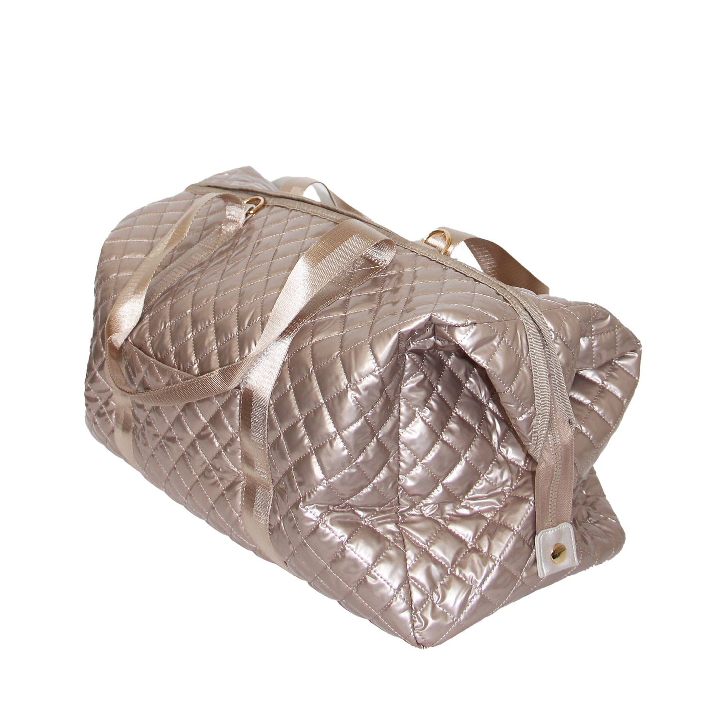 Diamond Quilted Weekender Duffel Bag | Champagne