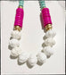 White Ceramic Glass Beads & Pink Coconut Wood Bead Necklace