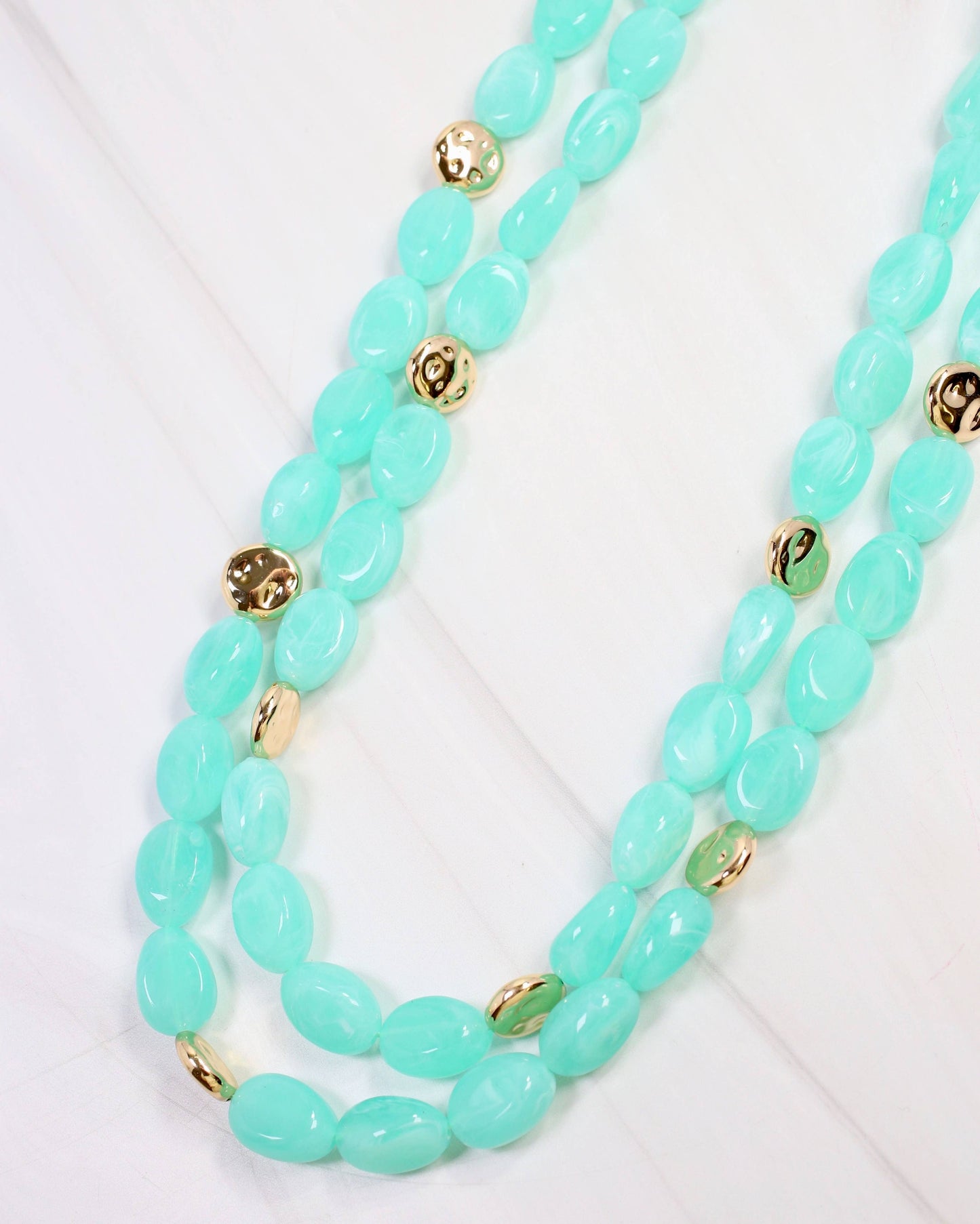 Amesbury Beaded Layered Necklace Aqua | Caroline Hill