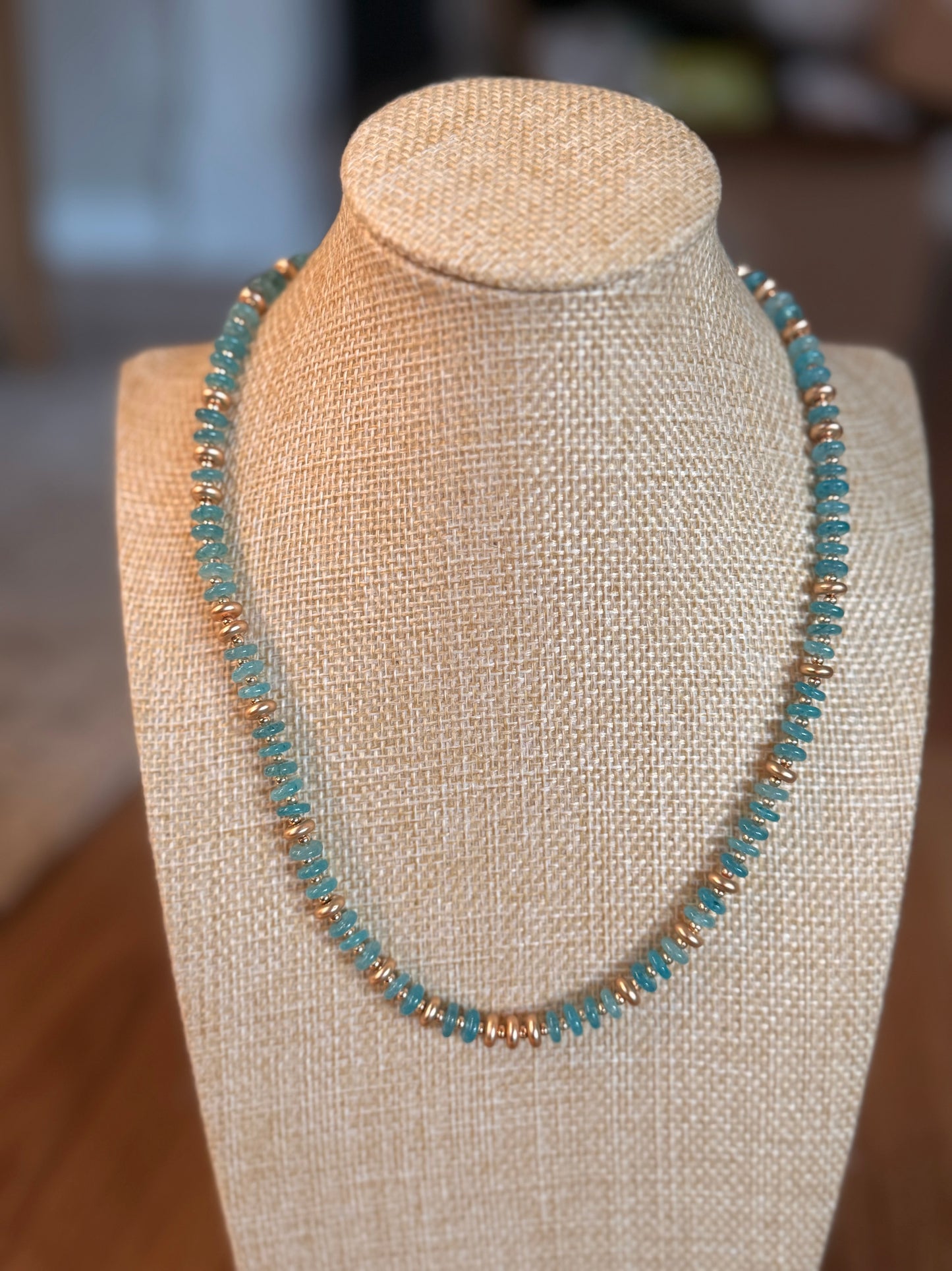 Semi Precious Stone Disc Beaded Necklace