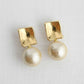 Contemporary Geometric Pearl Drop Earrings