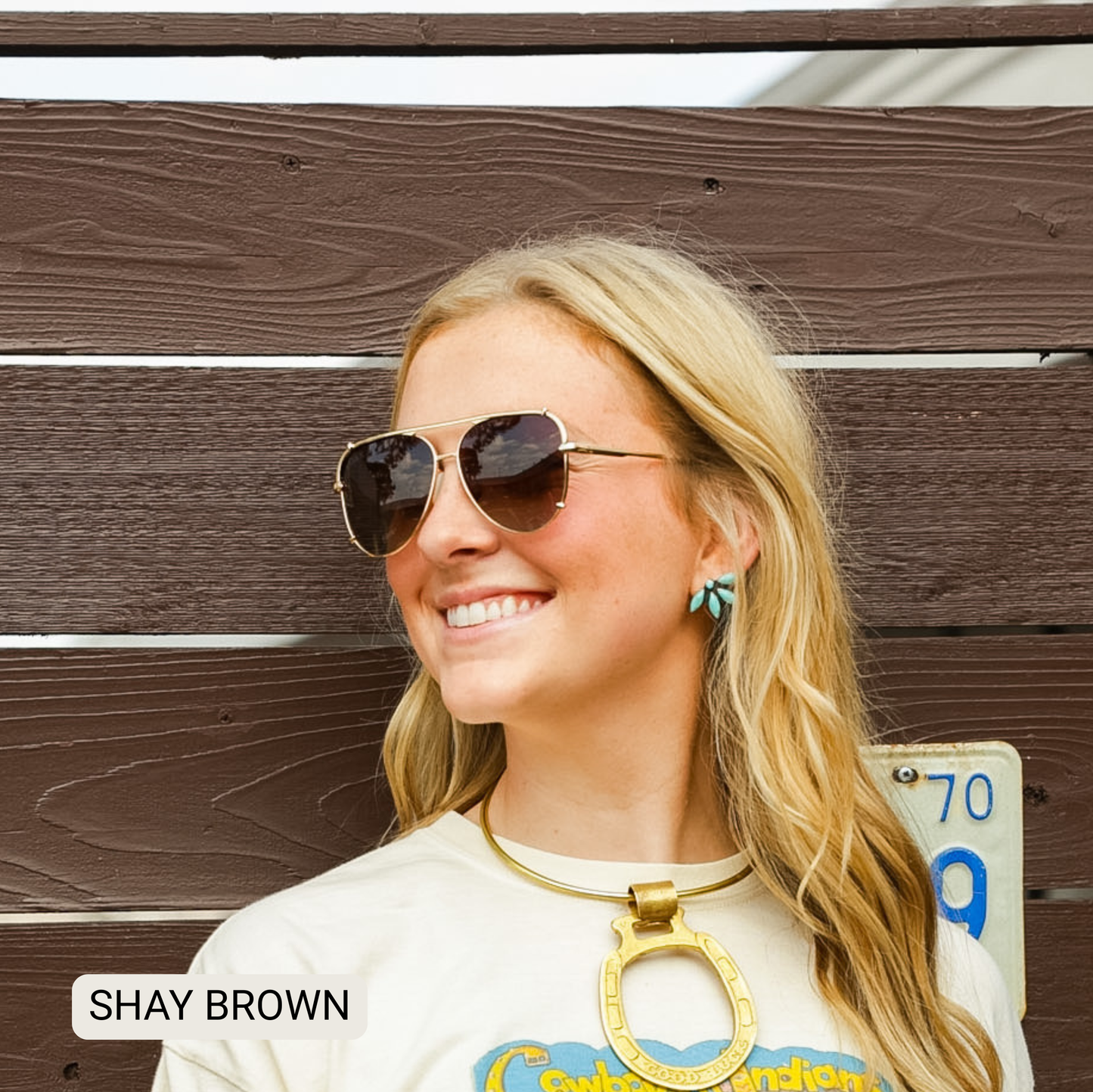 SHAY - Women's Polarized Large Hair Friendly Aviator: Brown