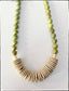 Short Wood African Turquoise Bead Necklace Coconut Green