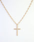 Cassia Textured Cross Necklace Worn Gold