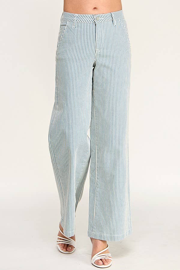 Blue Pinstripe High Rise Stretch Jean | Petra 153