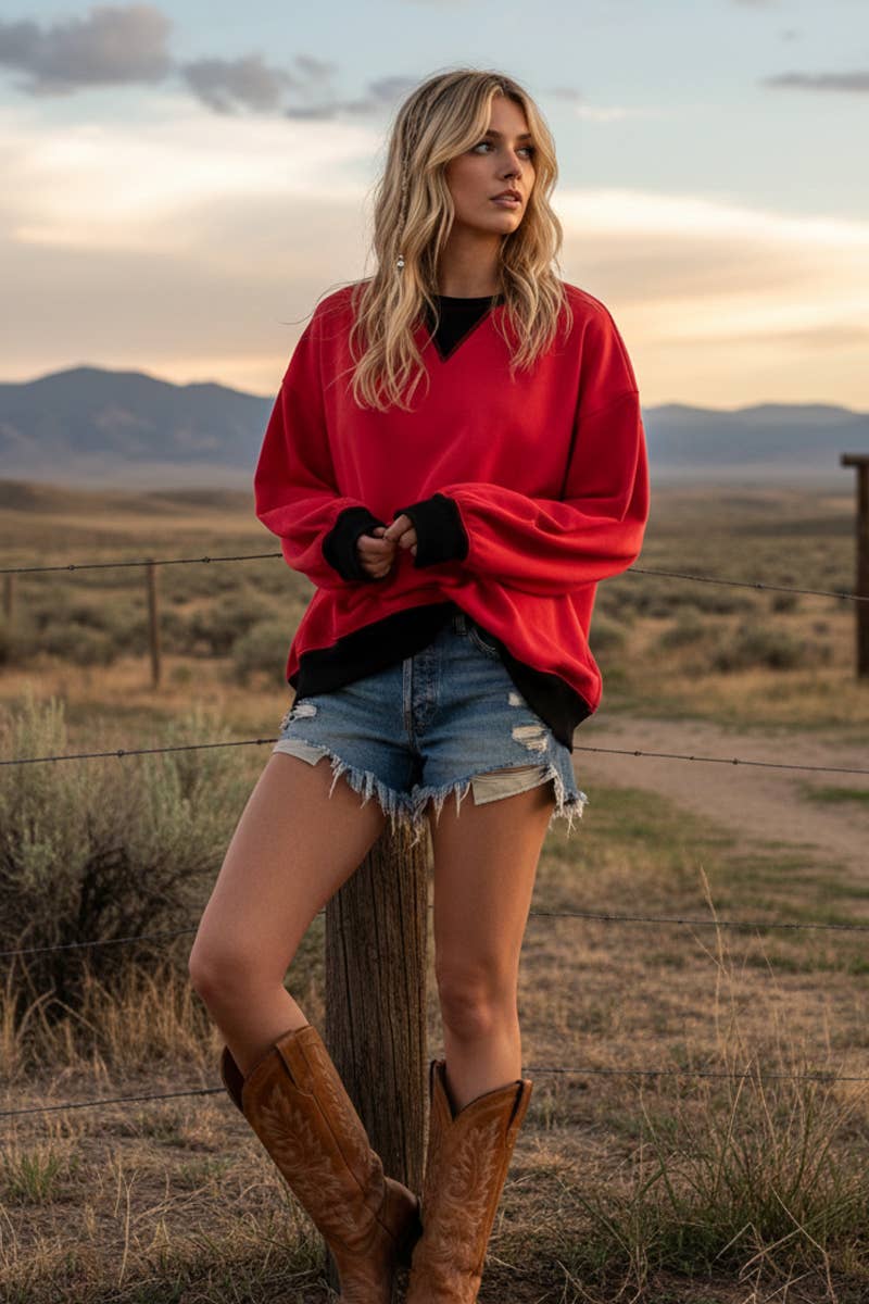 The Red French Terry Pullover | Sewn & Seen
