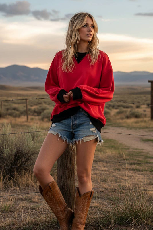 The Red French Terry Pullover | Sewn & Seen