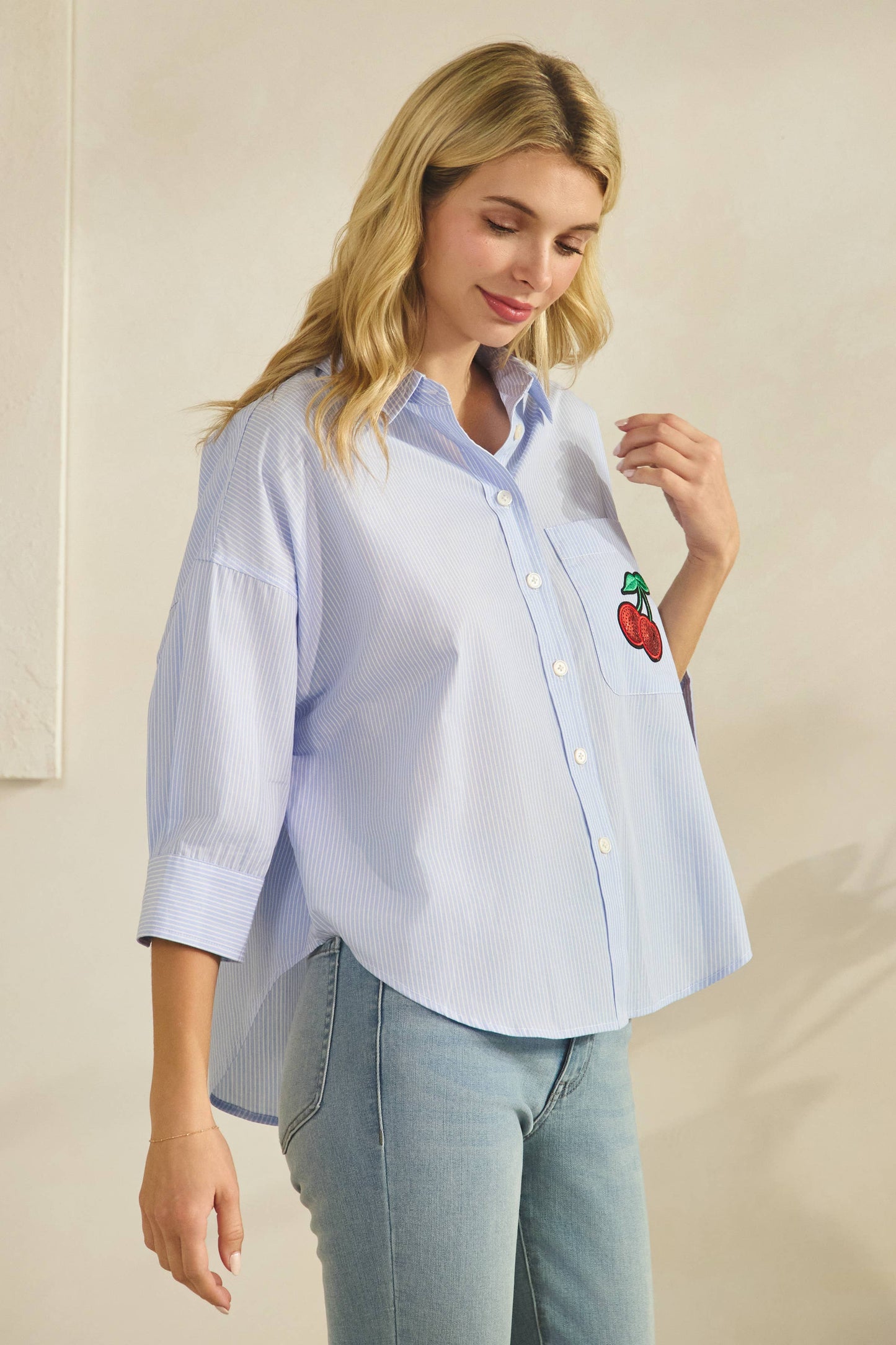 The Cherry Sequin Button Down | Star Drop