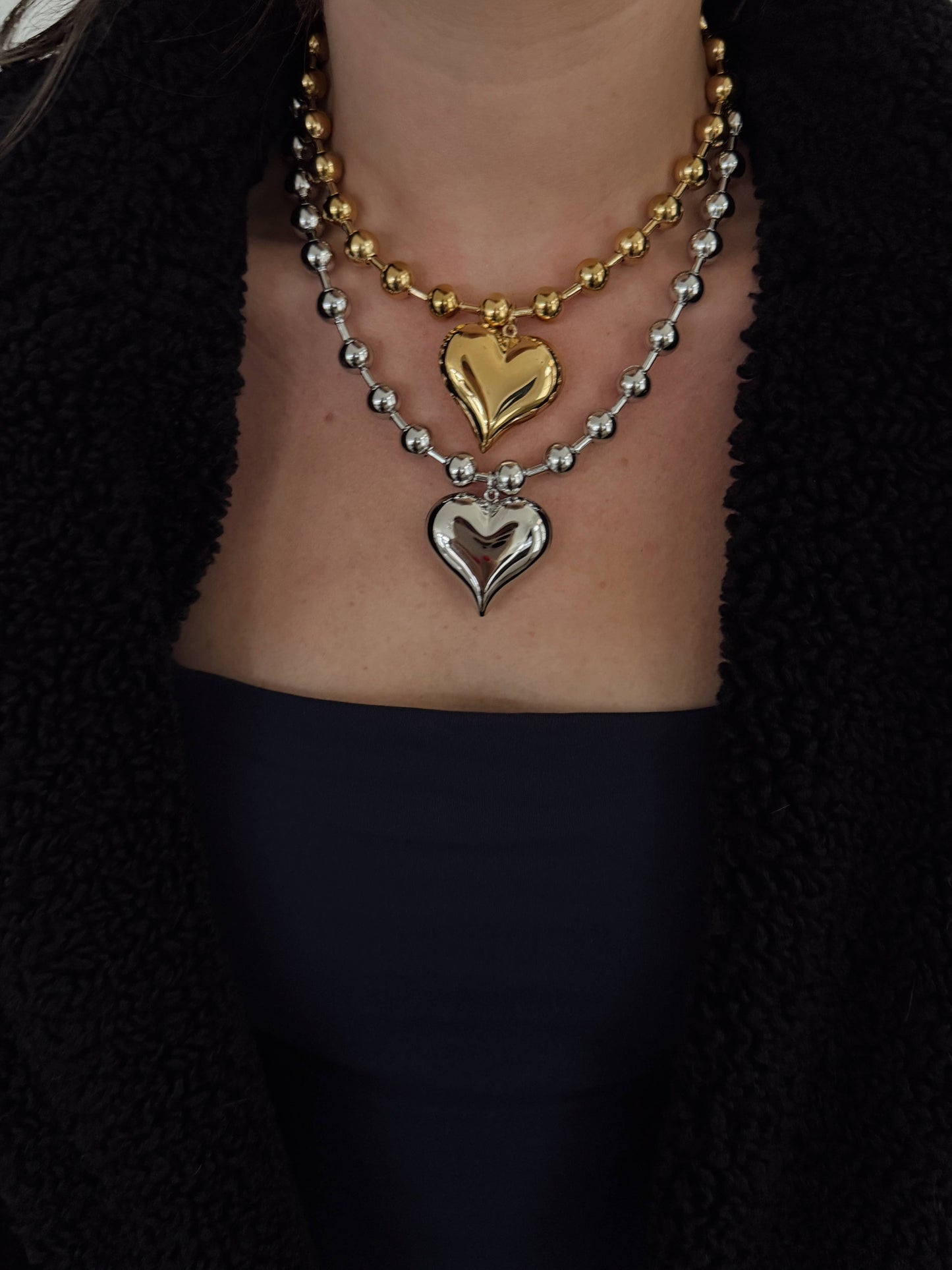 Silver Bubble Heart Necklace | Chansuttpearls