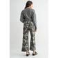 HIGH-RISE WIDE LEG CROP CAMOUFLAGE CUFFED HEM
