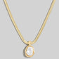 Pearl Pendant Herringbone Chain Necklace