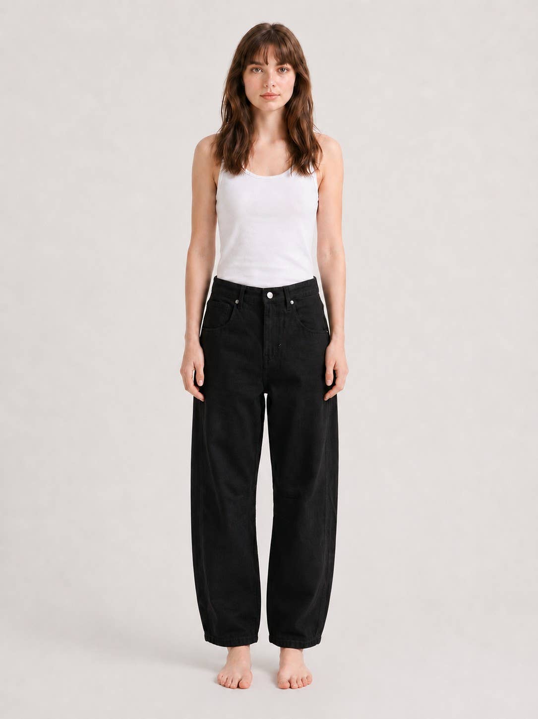 Crop Straight Black Denim | Luzina