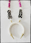 Wood & Bone Bead Necklace w/ White Bone Crescent Pendant