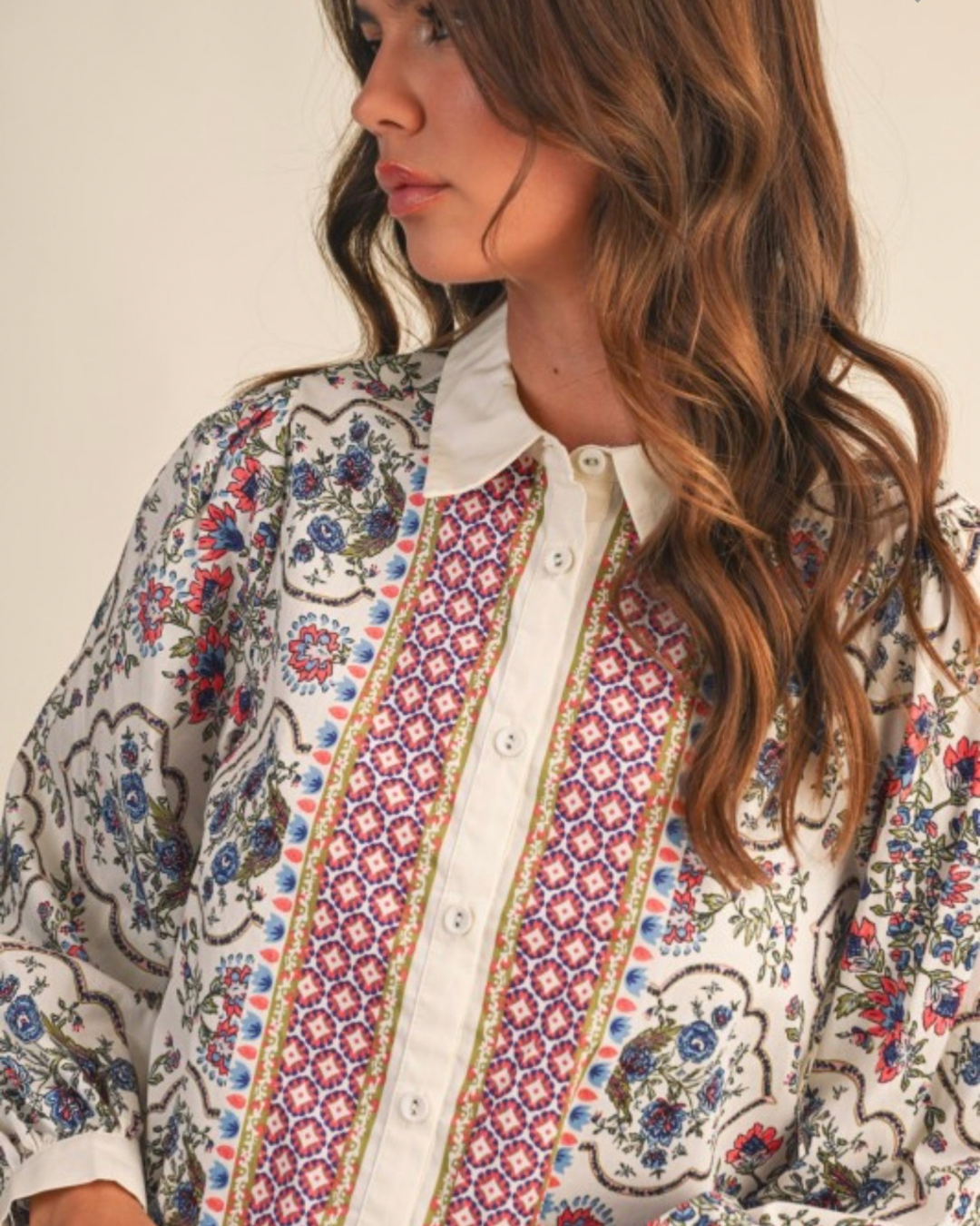 Pre Order: Floral and Ribbon Button Down