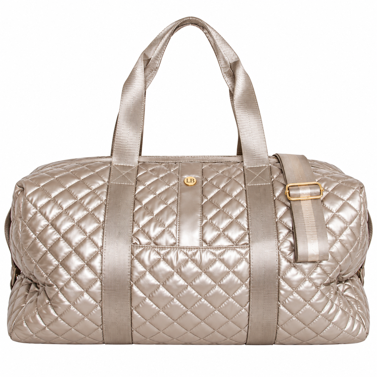 Diamond Quilted Weekender Duffel Bag | Champagne