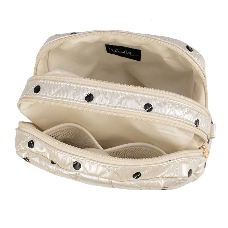 Jennifer Cosmetic Makeup Bag Travel Pouch | Pearl Polkadot