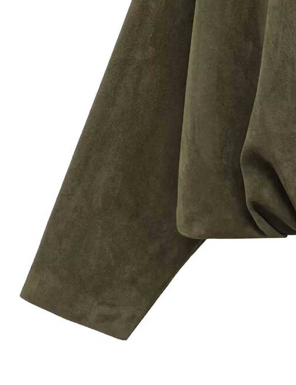 Olive Faux Suede Bomber