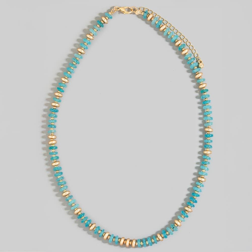 Semi Precious Stone Disc Beaded Necklace