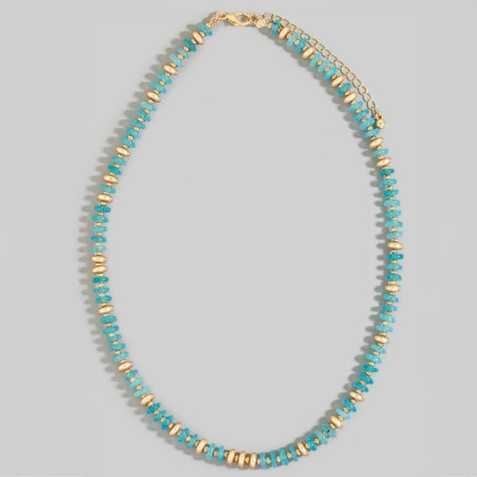 Semi Precious Stone Disc Beaded Necklace