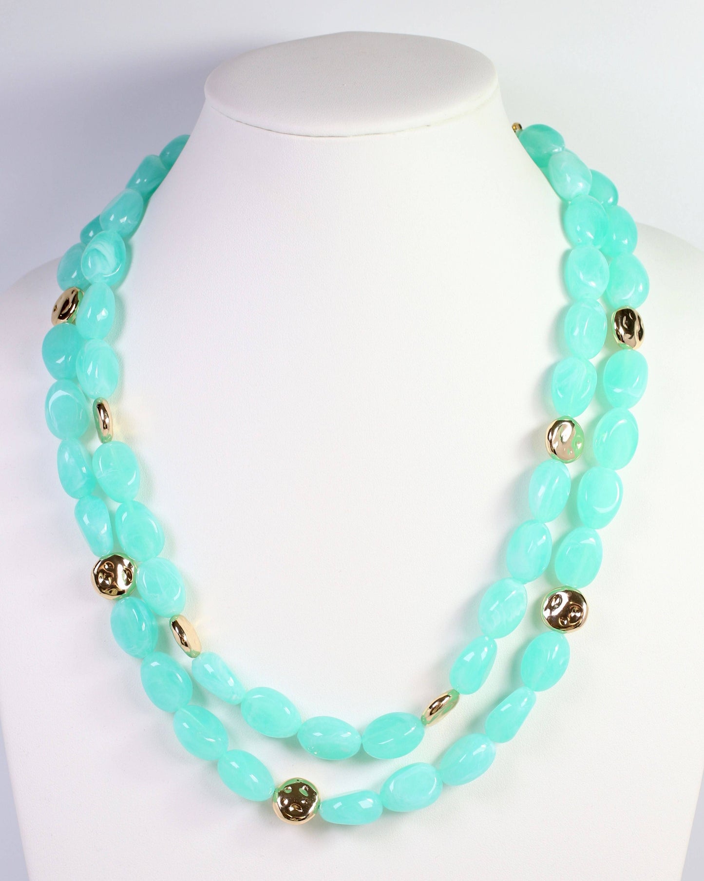 Amesbury Beaded Layered Necklace Aqua | Caroline Hill