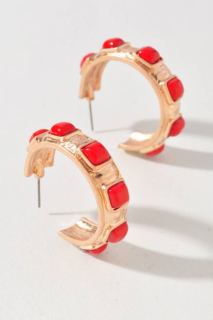 Square Inlay Hoop Earrings