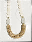 White African Bone Flat Bead Long Statement Necklace