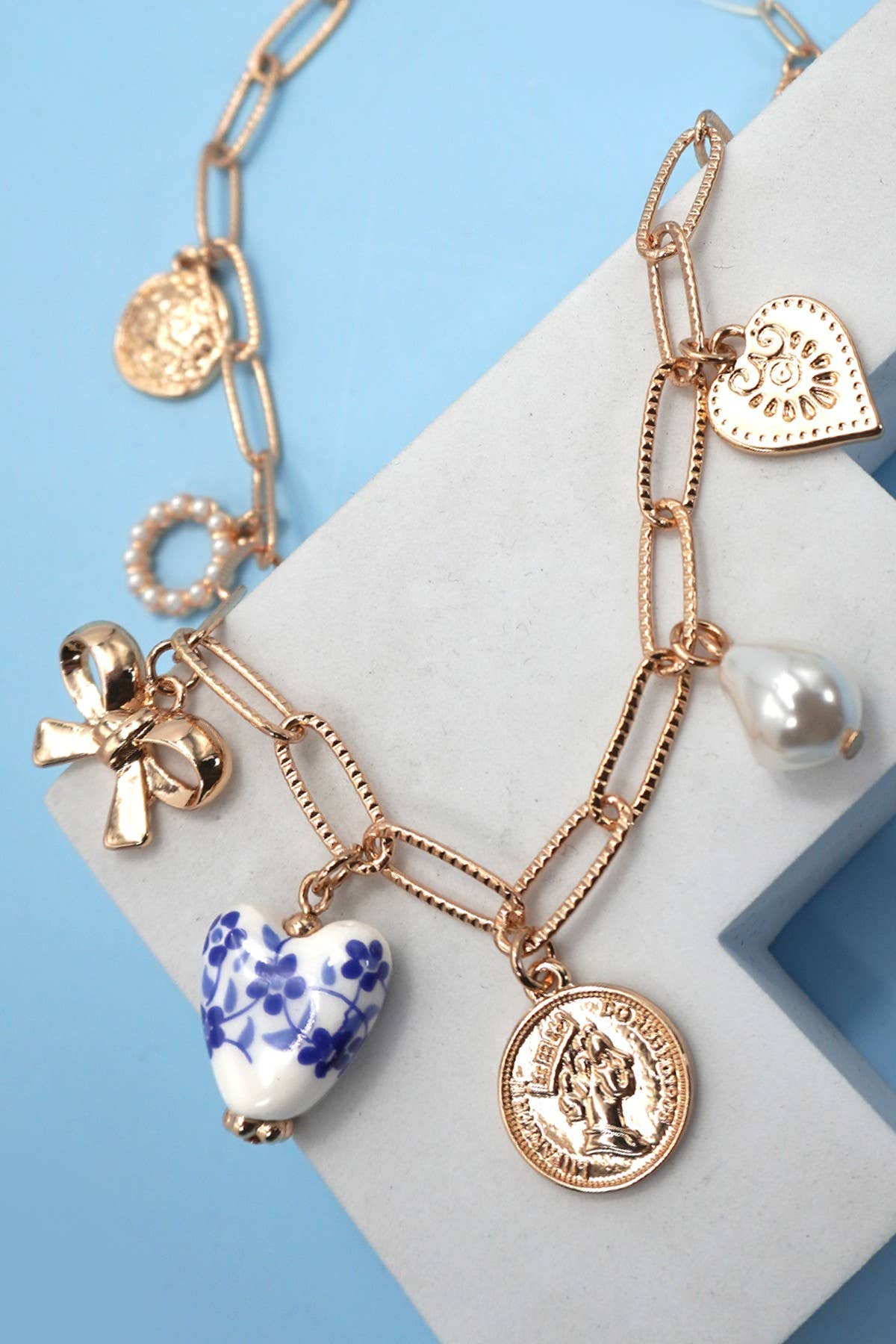 Blue & White Charm Necklace