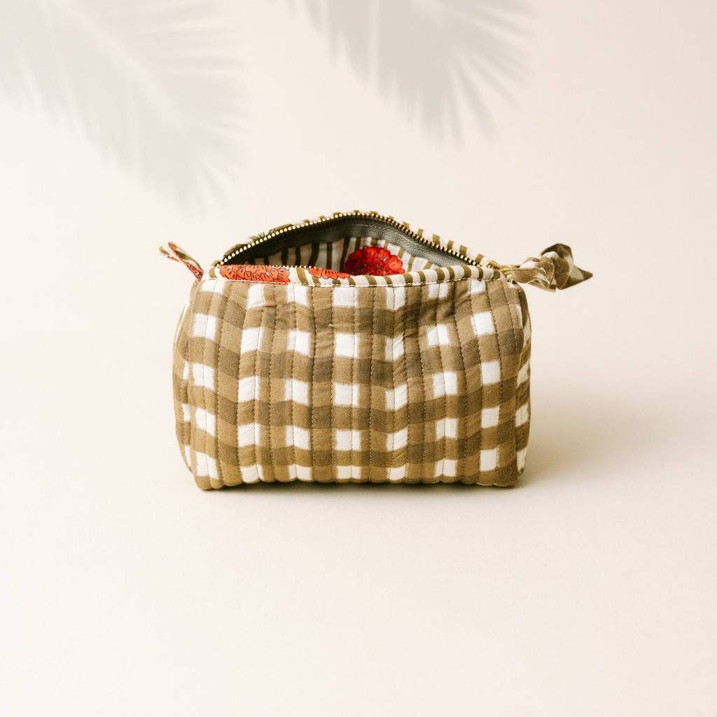 Small Painted Gingham Pouch | Sunshine Tienda