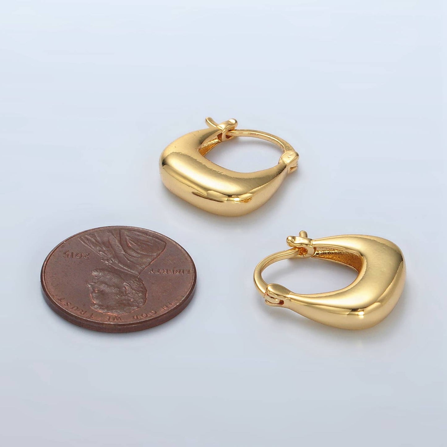 24K Gold Filled Dome Square Latch Hoop Earrings