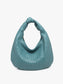 Valentina Woven Knotted Handle Hobo in Dusty Blue