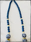 Coconut Wood Bead & Handpainted Chinoiserie Necklace- Blue