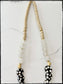 Tan Coconut & Polka Dot African Bone Bead Long Boho Necklace
