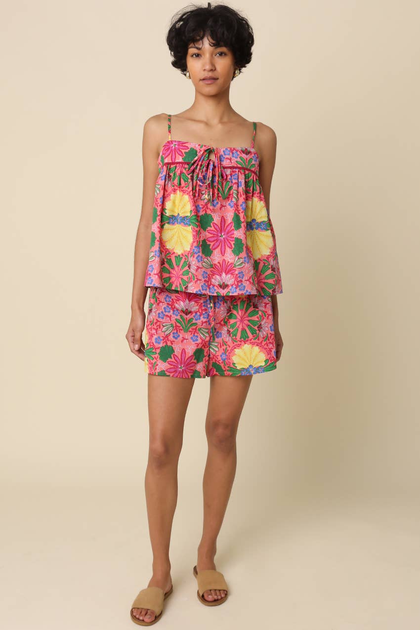 Nora Floral Drawstring Pull-On Shorts