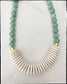 Short Gemstone Jade Bead Necklace Coconut Wood Mint Green