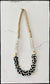 Tan Coconut & Polka Dot African Bone Bead Long Boho Necklace