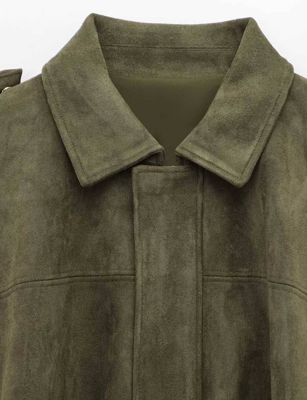 Olive Faux Suede Bomber