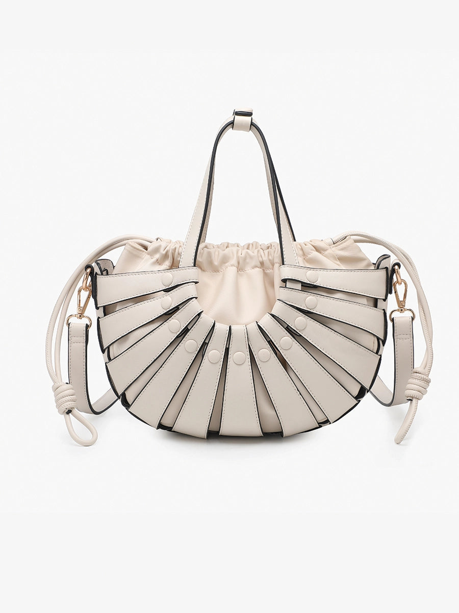 Loraine Hollow Cut Bucket Bag in Off White