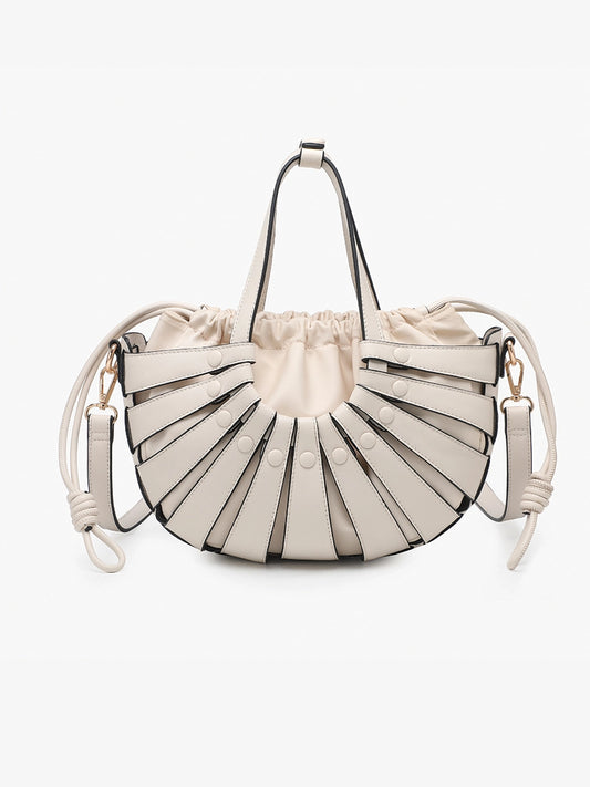 Loraine Hollow Cut Bucket Bag in Off White