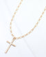 Cassia Textured Cross Necklace Worn Gold