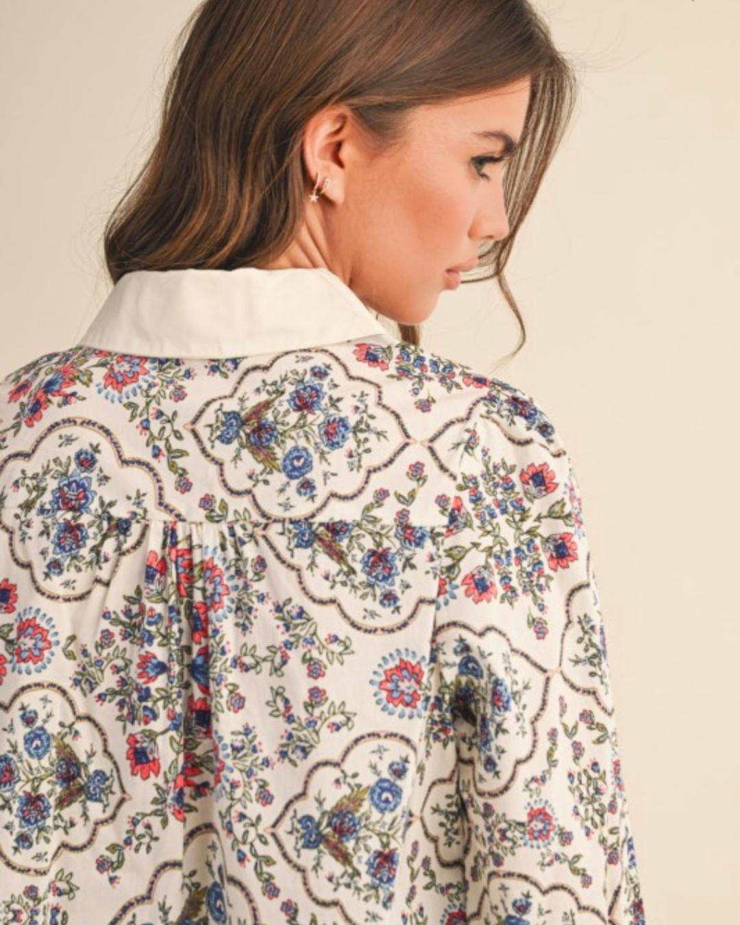 Pre Order: Floral and Ribbon Button Down