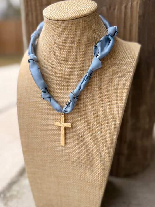 Cross Pendant Scarf Necklace